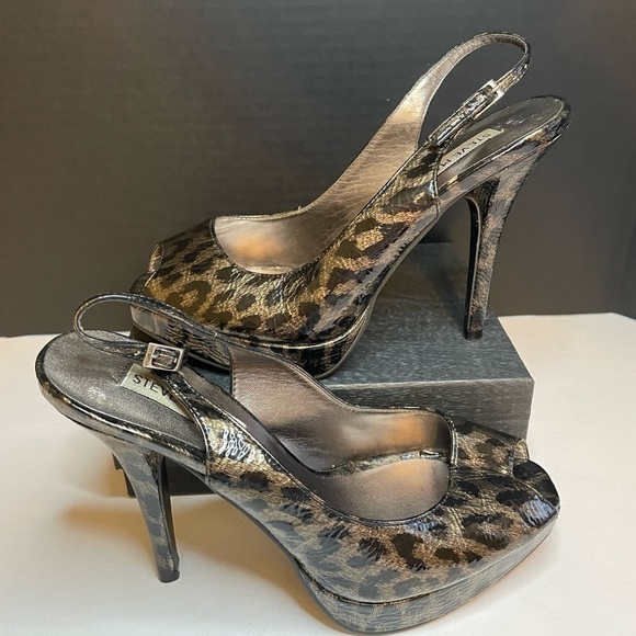 Steve Madden leopard print open toe heels in size 9.5 - Picture 3 of 5